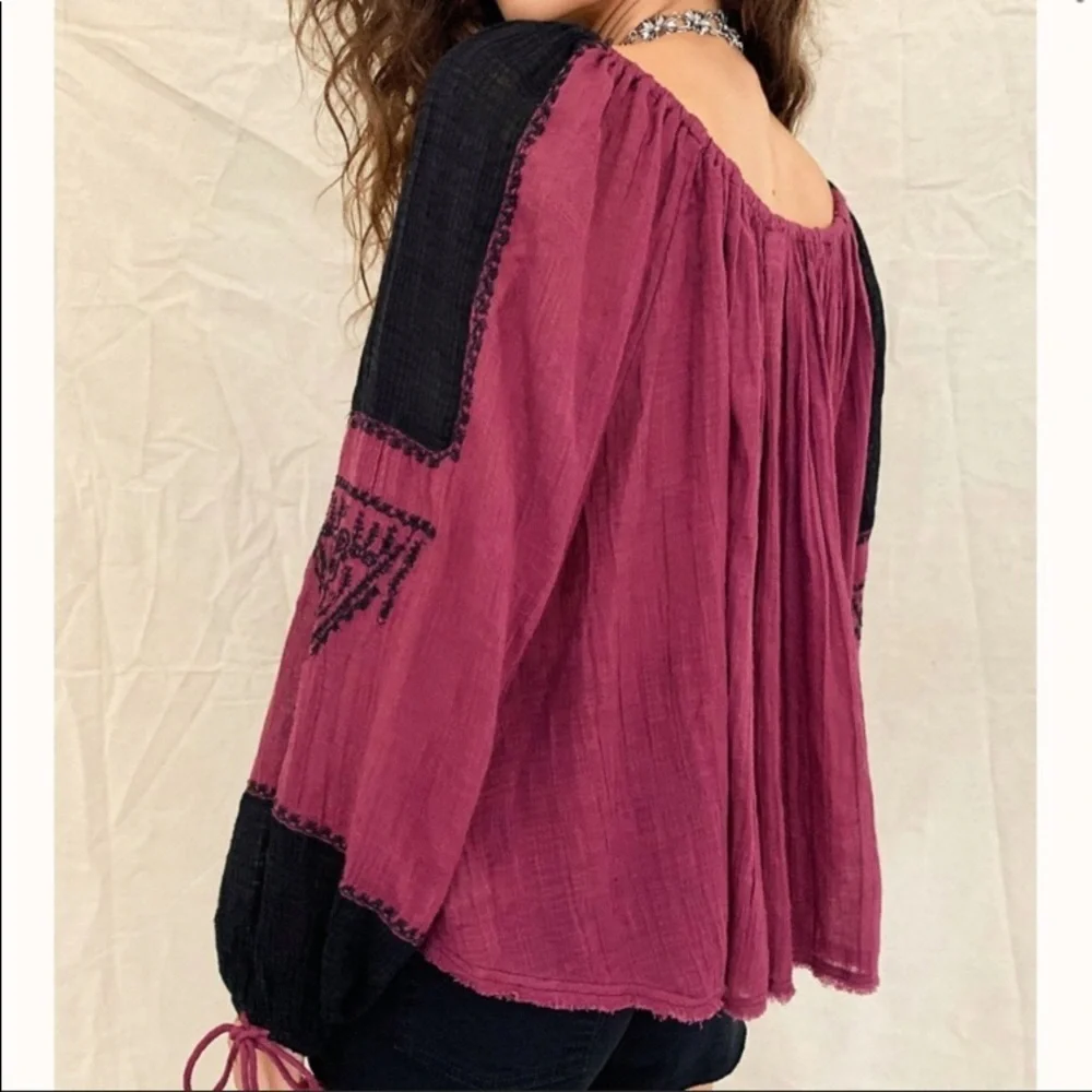 NWT Free People Western Stars Embroidered Blouse S